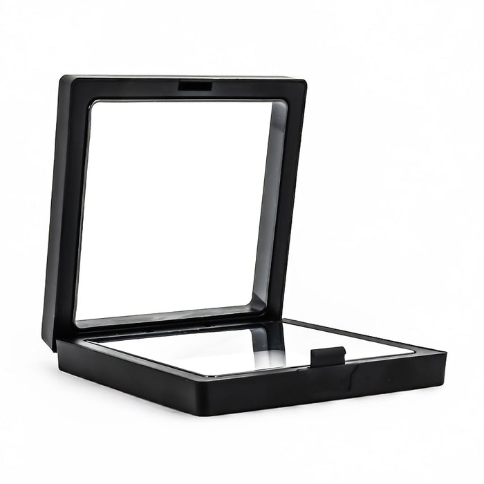 Vitrina flotante cuadrada 3D negro abierta