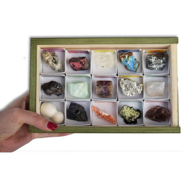 Colección de Minerales de Europa Caja mdera
