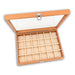 Caja Expositora de Madera y cristal con 24 compartimentos tapa cristal