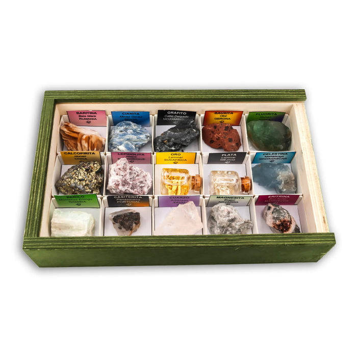 Colección de 15 Minerales Críticos y Estratégicos para Tecnología caja