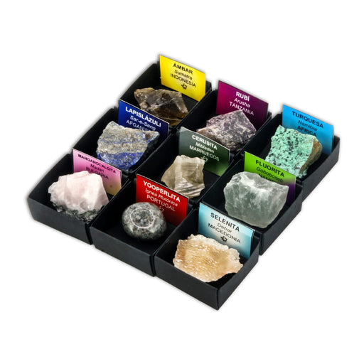 Colección de 9 Minerales Fluorescentes con Linterna UV