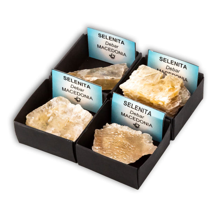 Selenita Fluorescente Cristalizada en Cajita de Colección 4x4 cm