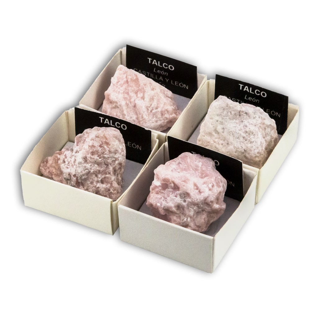 Talco rosa en Cajita de Colección 4x4 cm — Colecciones de Minerales