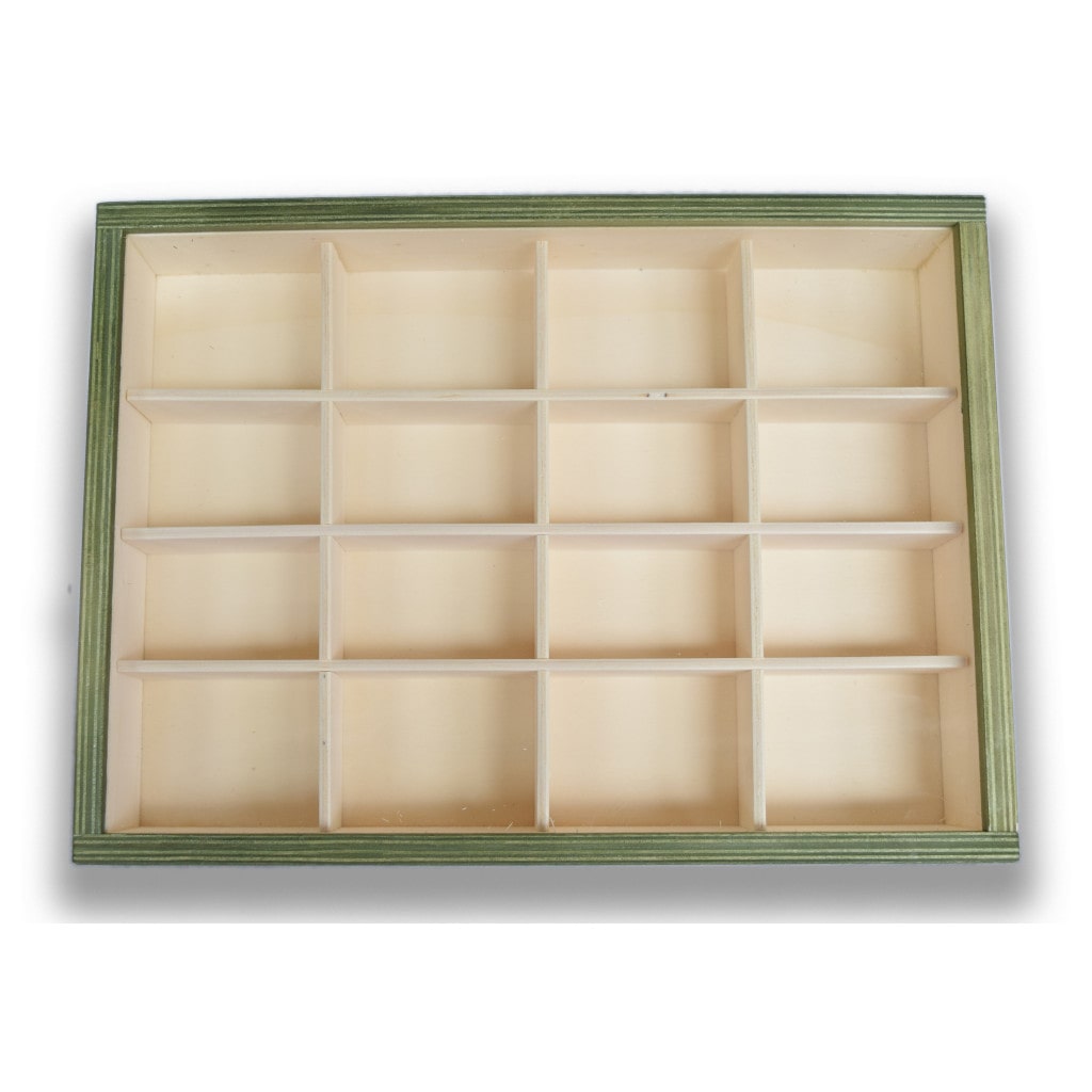 Caja Expositora de Madera con 16 compartimentos