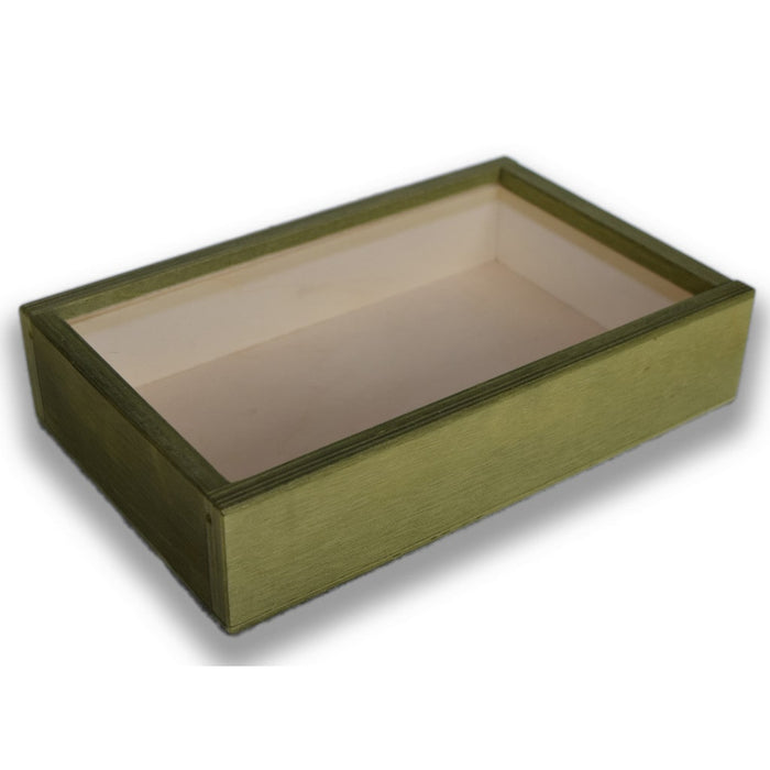 Caja de madera  natural verde chopo