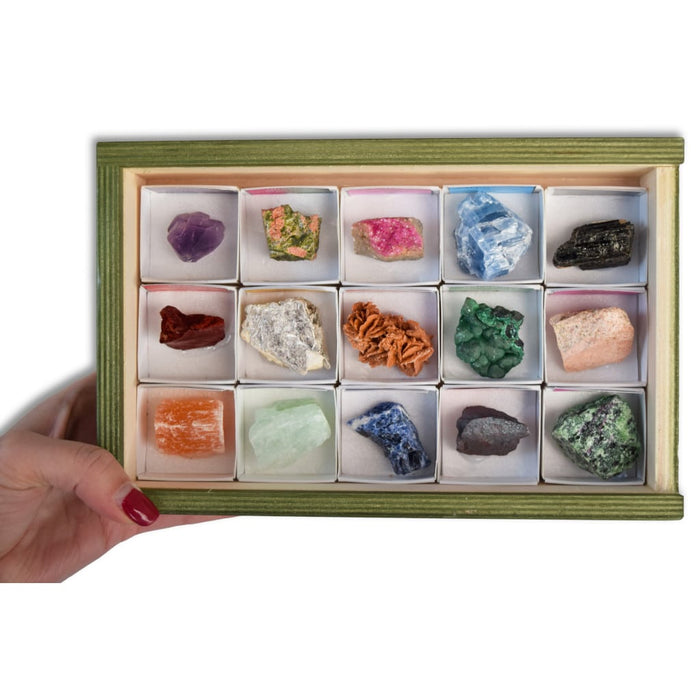 Colección 15 Minerales de Africa Caja madera