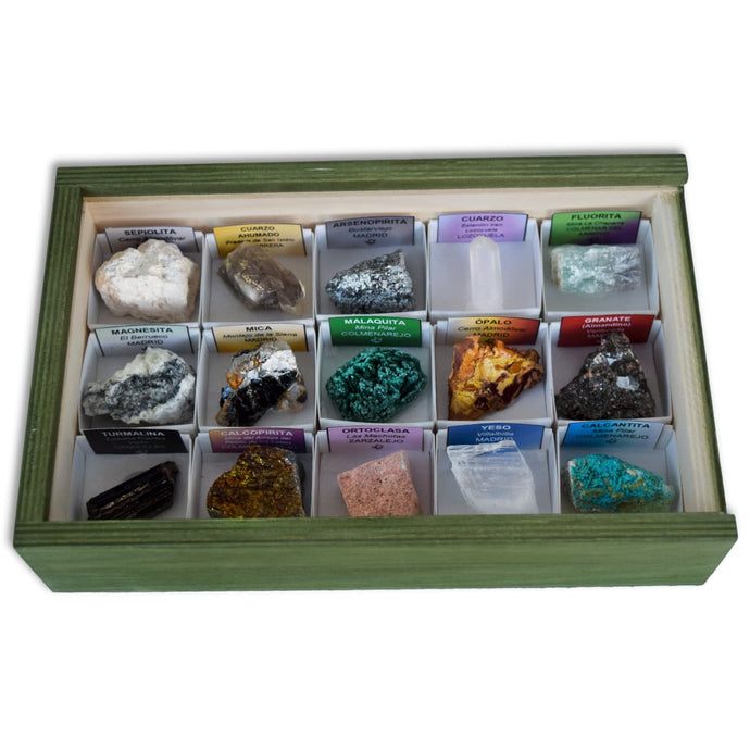 Colección de 15 Minerales de Madrid caja