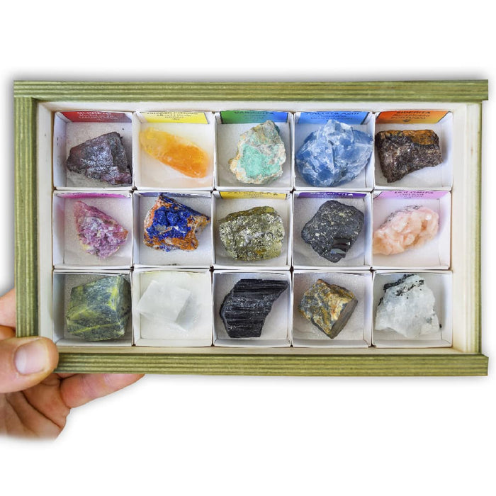Coleccion de 15 minerales del mundo 2 caja