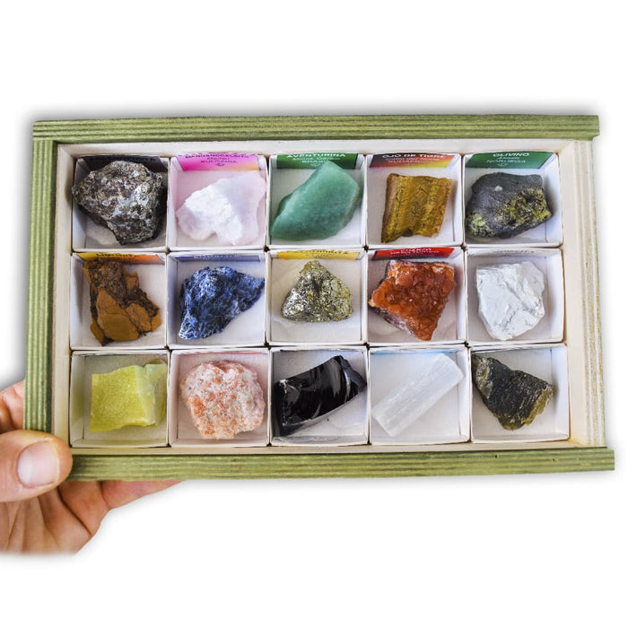 Colección de 15 Minerales del Mundo 4 caja expositora