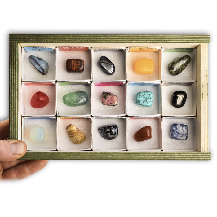Colección de 15 Minerales Pulidos y gemas rodadas