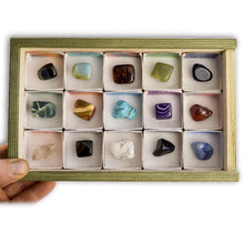 Cargar imagen la galería, Colección de 15 Minerales Pulidos 3  caja gemas
