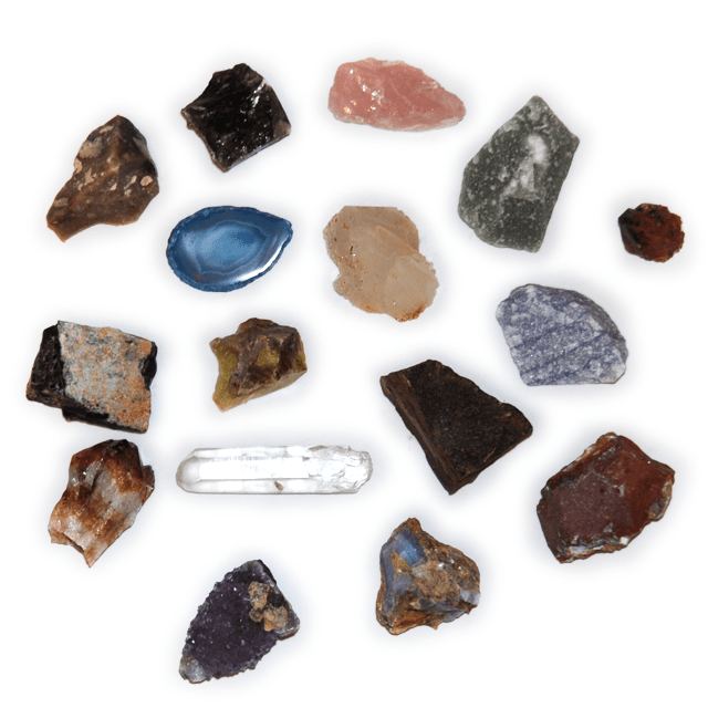 Collection of 16 Quartz Minerals 