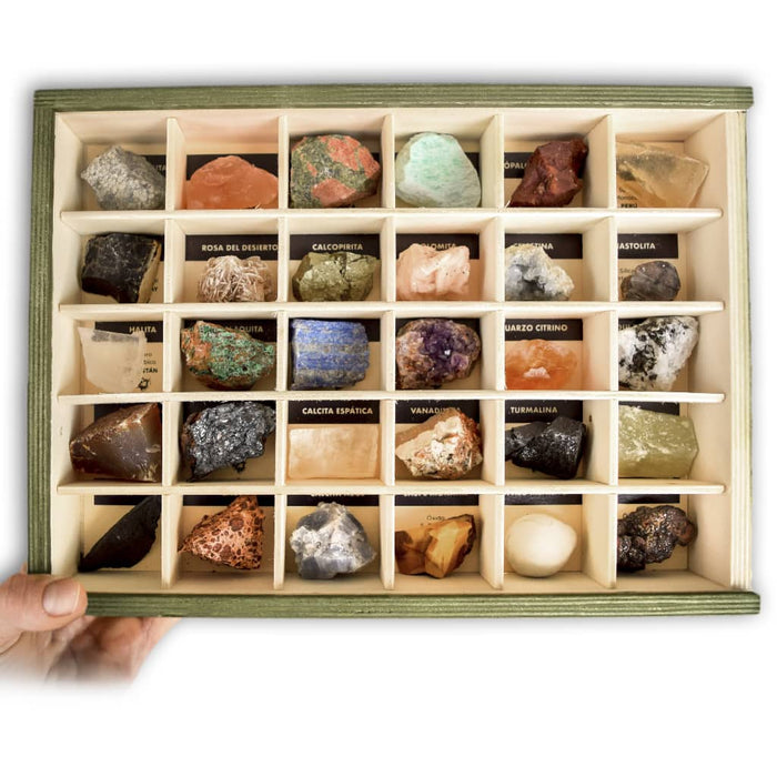 Colección de 30 Minerales del Mundo caja expositora
