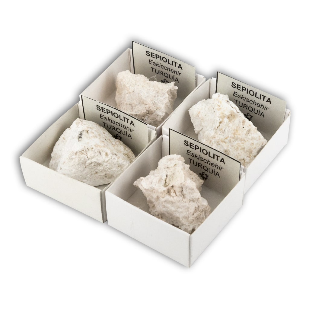 Sepiolita Roca Sepiolite in Collection Box 4x4 cm — Colecciones de Minerales